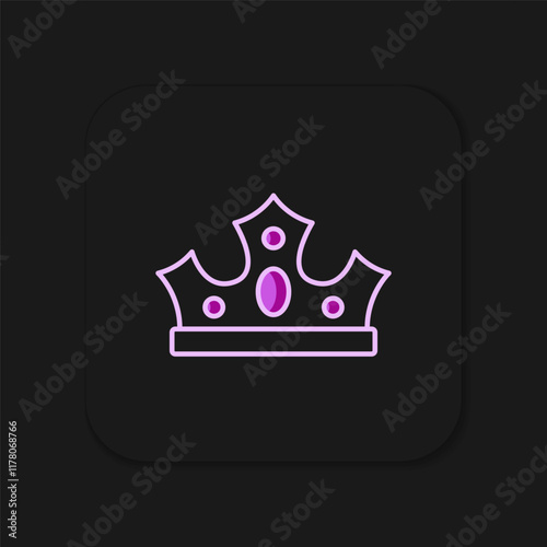 Filled outline King crown icon isolated on black background. Flat filled outline style with shadow. Vector