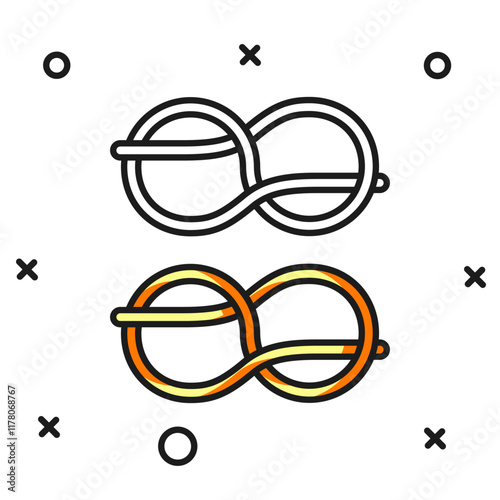 Filled outline Nautical rope knots icon isolated on white background. Rope tied in a knot. Flat filled outline style with shadow. Vector