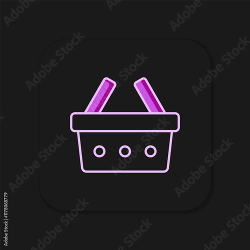 Filled outline Shopping basket icon isolated on black background. Online buying concept. Delivery service sign. Shopping cart symbol. Flat filled outline style with shadow. Vector