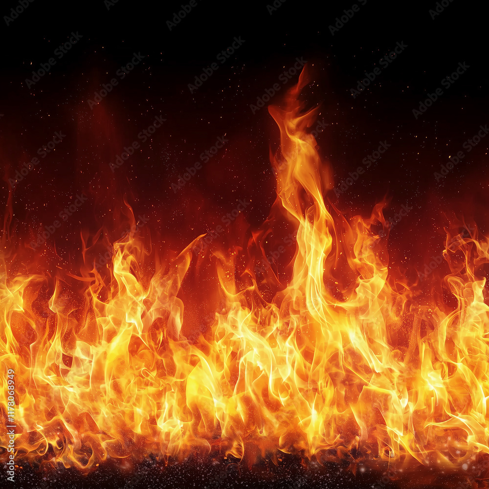 Fire flames isolated on black background. Abstract fire flames texture background Fire flames isolated on black background. Abstract fire flames texture background