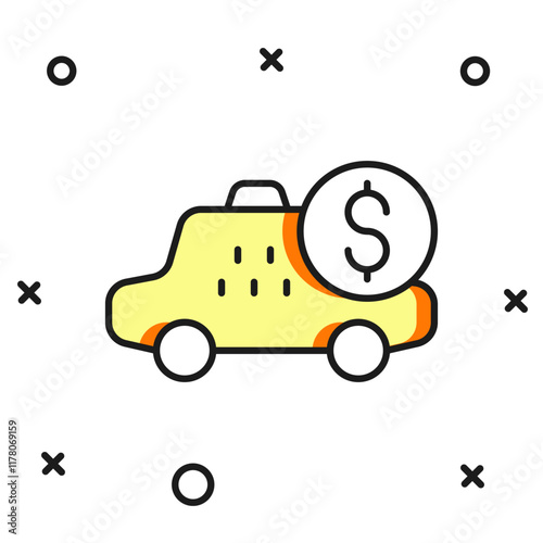 Filled outline Taximeter device icon isolated on white background. Measurement appliance for passenger fare in taxi car. Flat filled outline style with shadow. Vector