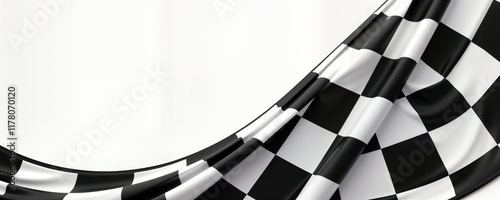 Checkered flag design. 3D model of finish flag. Waving fabric texture. Sport event concept. Great for race photos. Motorsports illustration. Victory moment. Perfect for sport photos. Use for race