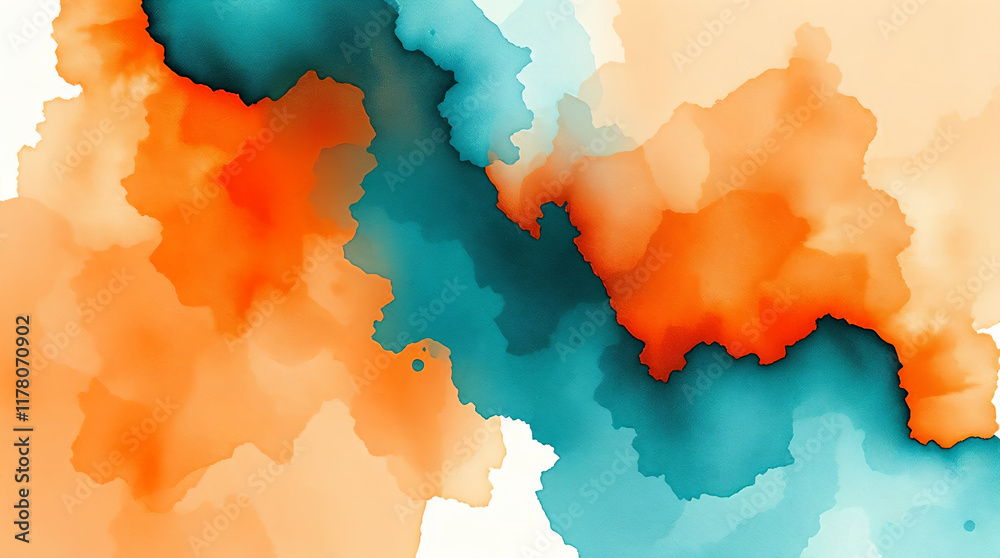 Obraz premium vibrant abstract watercolor background featuring colorful blotches in yellow, orange, pink, green, and blue hues