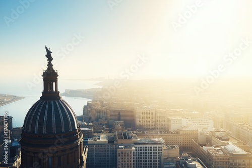 Overhead view of Valletta's domes and rooftops with Our Lady of Mount Carmel and St. Paul's Anglican Pro-Cathedral photo