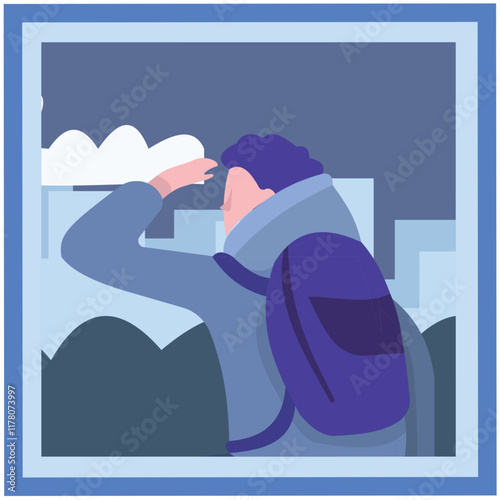 Travel blogger icon vector man tourist hiking