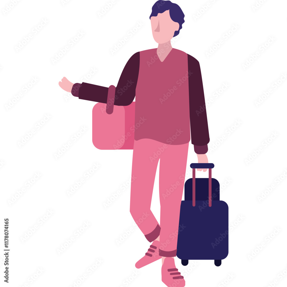 Tourist with luggage baggage vector vacation icon Tourist with luggage baggage vector vacation icon