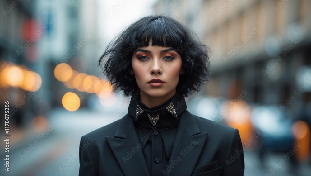Stylish Urban Fashion Model with Bokeh Background Stylish Urban Fashion Model with Bokeh Background