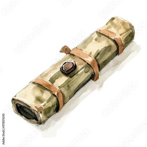 A watercolor clipart of a recorder case, isolated on a white background. Musical instrument case vector.
