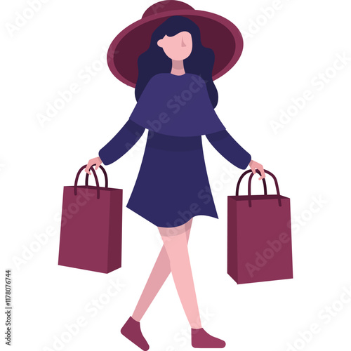 Woman fashion shopper with shopping bag icon