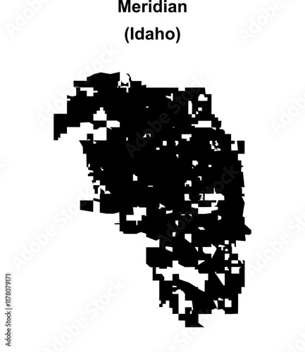 Meridian (Idaho) blank outline map