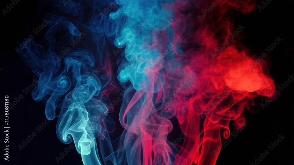 Colorful smoke swirling in patterns against a dark background during nighttime Colorful smoke swirling in patterns against a dark background during nighttime