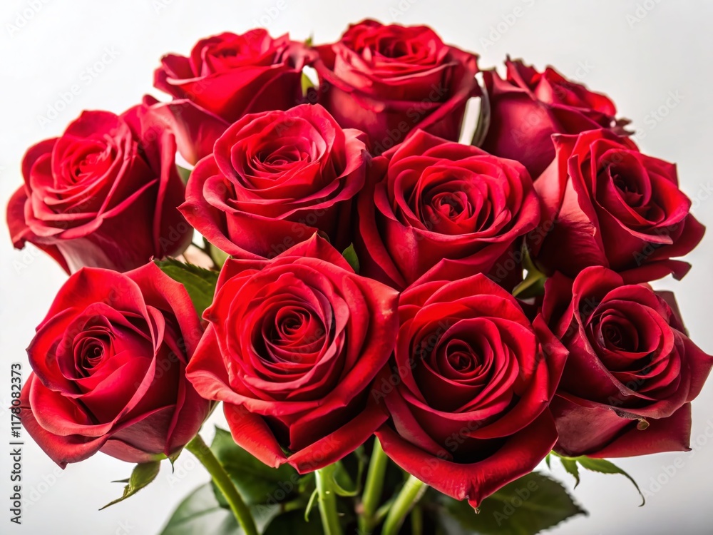 Obraz premium Silhouette of a Red Rose Bouquet Against a Bright White Background - Elegant Floral Stock Photo
