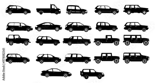 Cars Silhouette Vector Pack graphic drawing illustration for stickers, streetwear, t-shirts, logos, print-on-demand, print, or branding