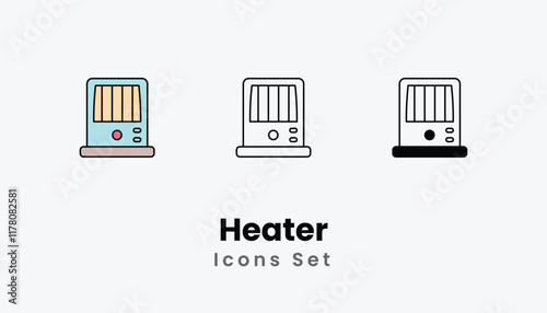 Heater Icons thin line and glyph vector icon stock illustration