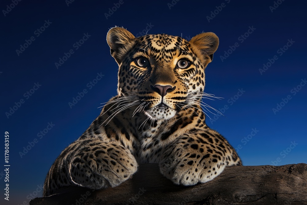 Obraz premium A leopard sits atop a rocky outcropping, surveying its surroundings