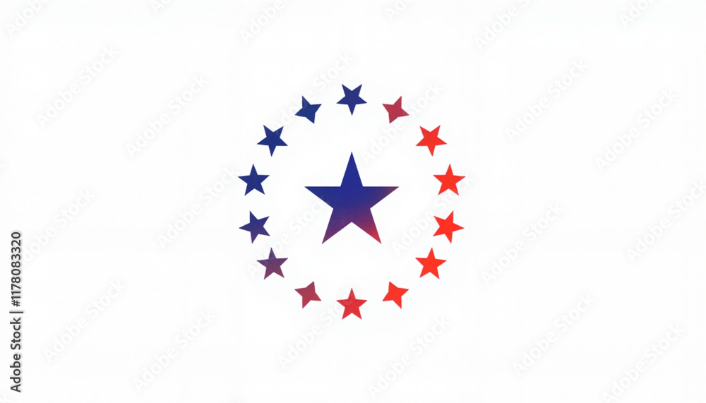 Star emblem with circular red and blue design Star emblem with circular red and blue design