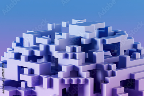 Blue and purple geometric shape photo