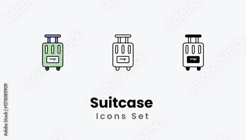 Suitcase  Icons thin line and glyph vector icon stock illustration