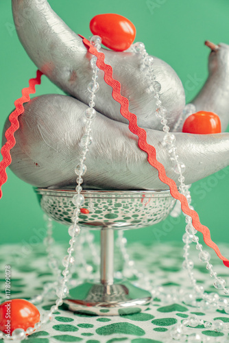 Still life with a silver pear. photo