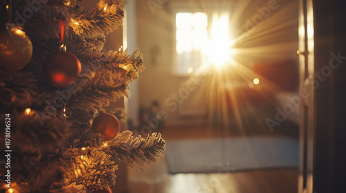 Warm, golden lighting with soft textures creating a nostalgic holiday atmosphere.