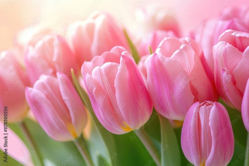 Fototapeta premium A bouquet of pink tulips in a decorative vase