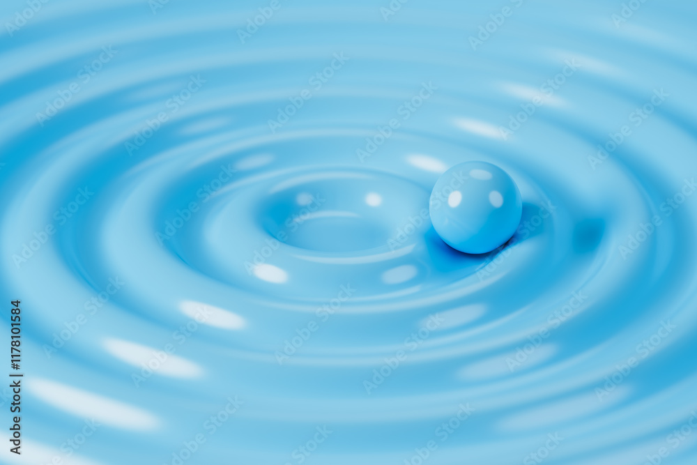 Blue Ball Nested Inside a Minimalist Circles Frames Blue Ball Nested Inside a Minimalist Circles Frames