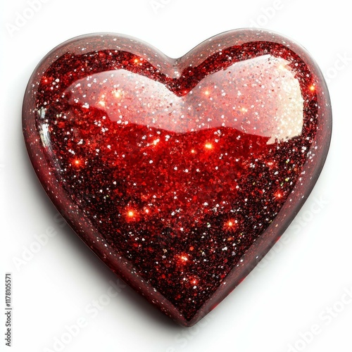 Sparkling Red Heart with Glitter: A Symbol of Love and Romance Perfect for Valentine's Day Celebrations