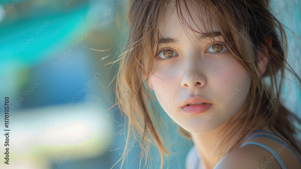 A beautifully captured portrait of a young woman with captivating eyes surrounded by a soft focus background that highlights her expressive facial features and serene expression A beautifully captured portrait of a young woman with captivating eyes surrounded by a soft focus background that highlights her expressive facial features and serene expression