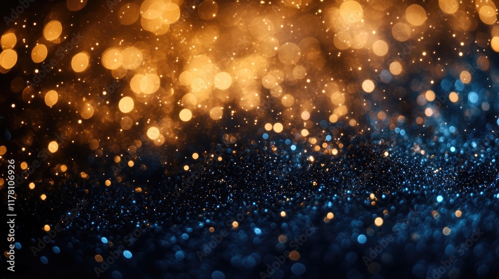 Fototapeta premium A blurred image featuring a blue and gold background