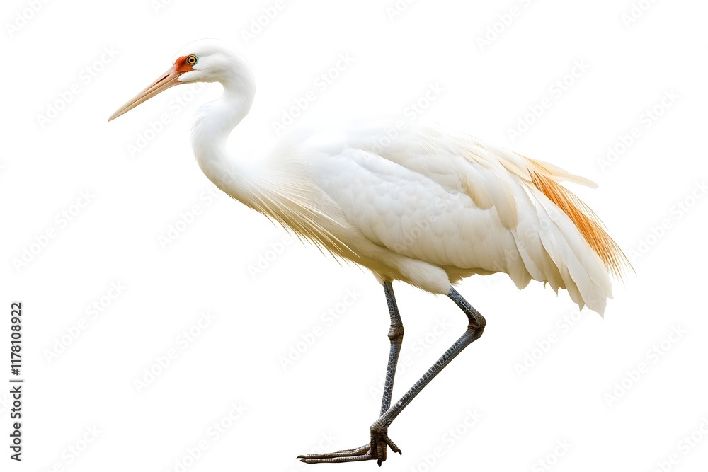 White Crane Bird Walks Gracefully White Crane Bird Walks Gracefully