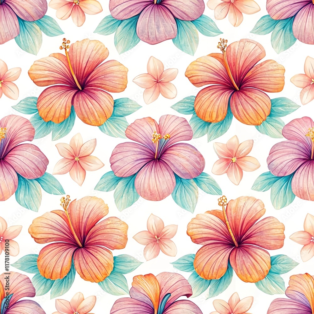 Fototapeta premium Seamless Watercolor Pattern Illustration of Orchids. Perfect for Luxury Branding, Floral Arrangements, and Elegant Design Projects.