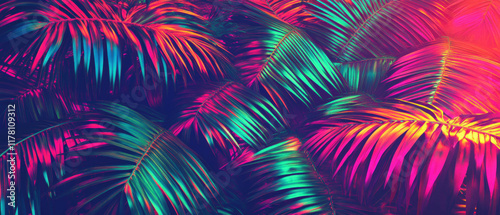 Bright and cheerful tropical foliage with vibrant colors inspired by nature