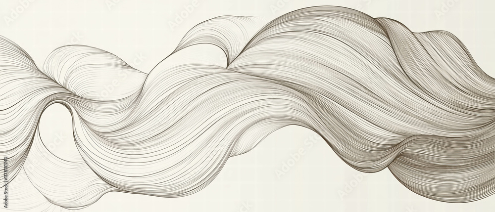 Fototapeta premium Minimalistic line art background featuring flowing forms in monochrome tones