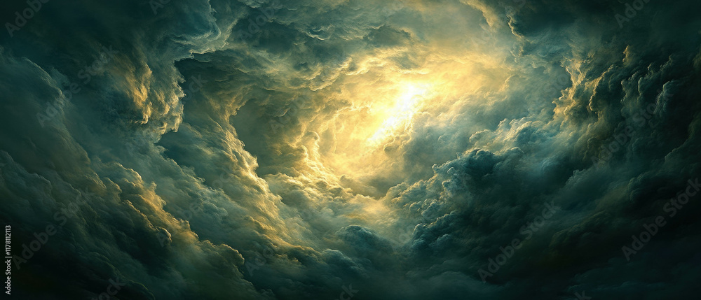 Fototapeta premium Swirling storm clouds creating a dramatic and vivid background in hyper-realistic style