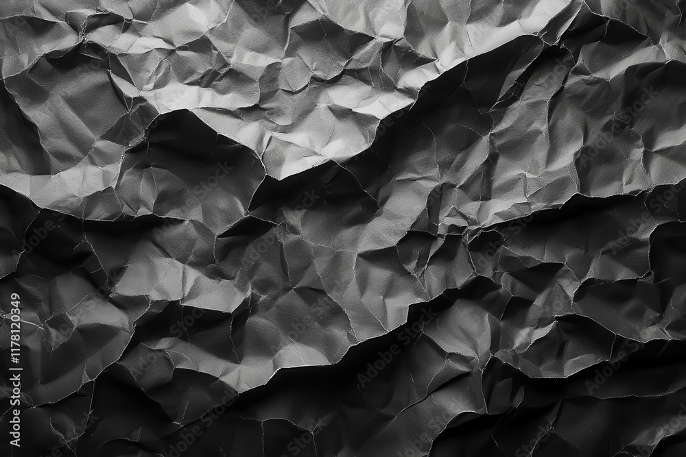 crumpled black paper with intricate wrinkles and soft shadows creating an abstract and dramatic background the texture invites intrigue and provides depth for design elements and titles crumpled black paper with intricate wrinkles and soft shadows creating an abstract and dramatic background the texture invites intrigue and provides depth for design elements and titles