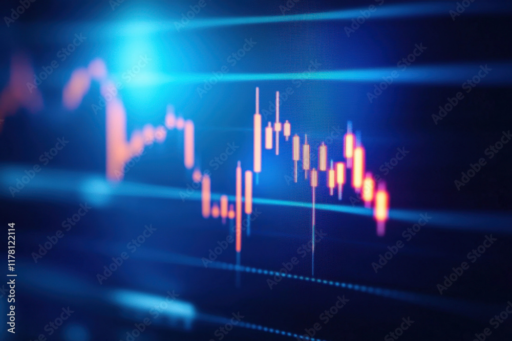 Blue stock exchange market graph on LED screen for business analysis. Finance and economic graphs.
Blue stock exchange market graph on LED screen for business analysis. Finance and economic graphs.