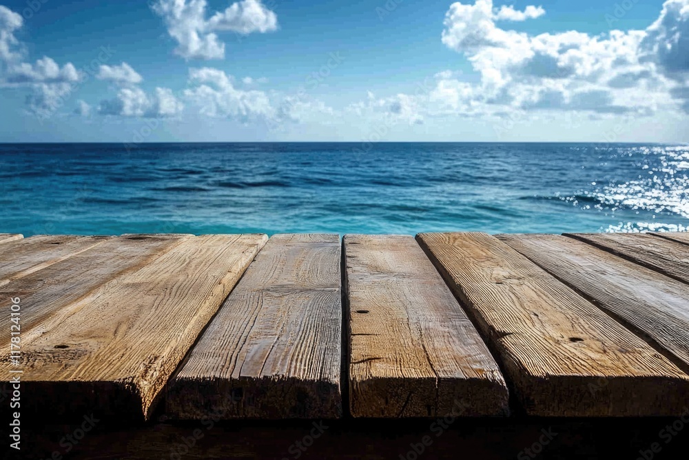 A wooden table situated on the beach, near the ocean's edge A wooden table situated on the beach, near the ocean's edge