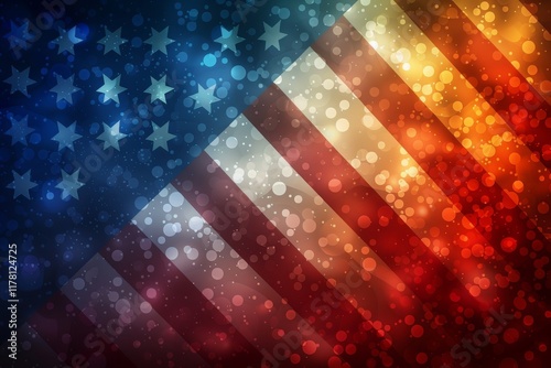 Abstract representation of the American flag with a vibrant blend of colors and patterns, celebrating the spirit of Fourth of July and Memorial Day to honor veterans photo