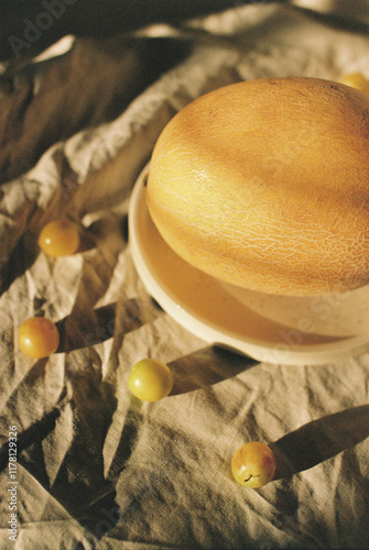 A still life with a melon photo