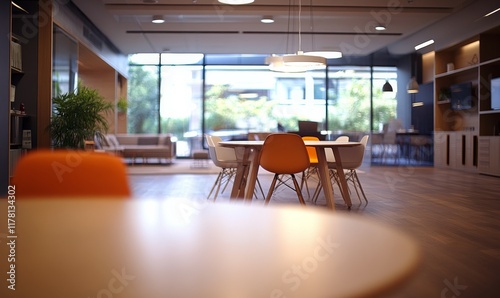 Blurred Bakcground View of a Business Team Meeting in a Modern Office photo