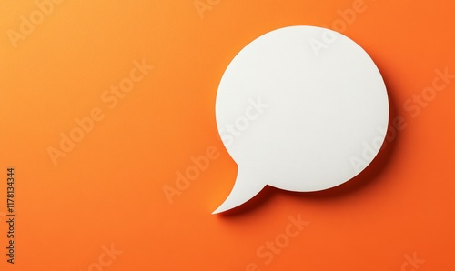Blank Speech Bubble on Orange Background for Message or Text Design