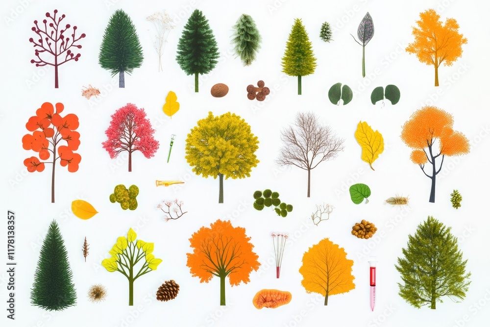 Fototapeta premium A selection of different tree branches on a clean white surface