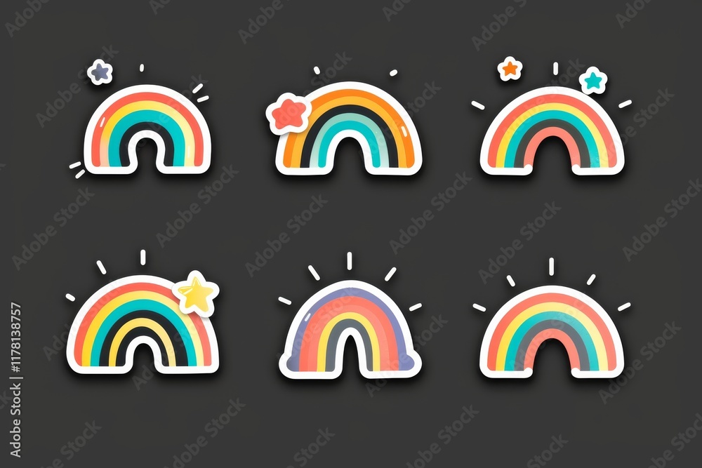 Fototapeta premium Colorful rainbow sticker collection