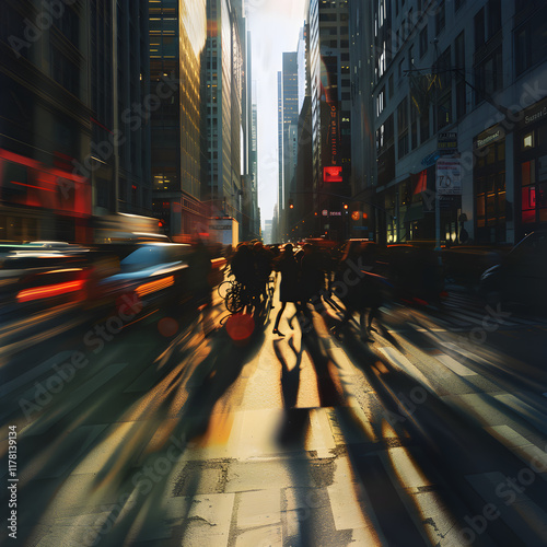 Rapid Pace: The Urgency of Urban Life Caught in a Hasty Moment on a Bustling City Street