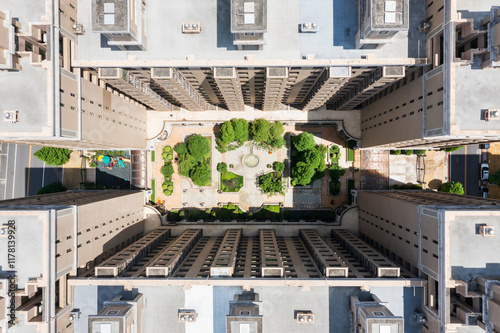 Modern Urban Apartment Buildings with Central Courtyard photo