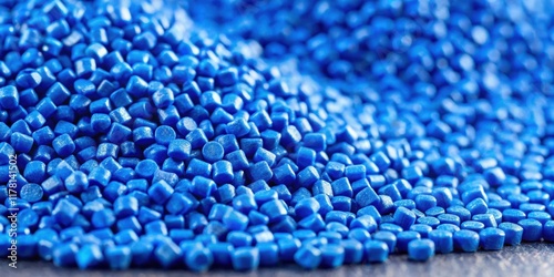 Obraz na płótnie Close-up of blue plastic granules on a table , polymer pellets