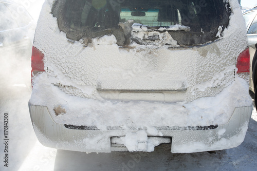 Snow-Covered Car Back photo