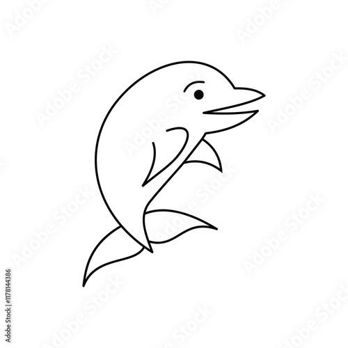 Dolphin icon isolated on white background. illustration in outline style. Fish logo concept. Illustration element design with animal theme
