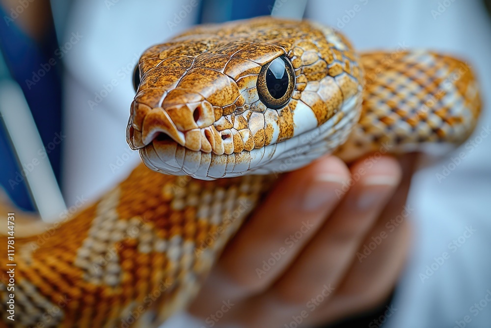 Fototapeta premium Close-up of a person holding a snake