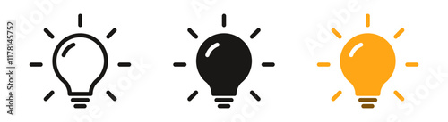 Light bulb icon set. lamp icon symbol collection , creative good idea logo. innovative idea icon sign in flat style. vector illustration	
